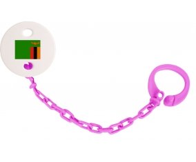 Attache-tetine Drapeau Zambie couleur Rose fuschia