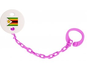 Attache-sucette Drapeau Zimbabwe couleur Rose fuschia