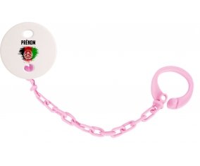 Attache-tétine Drapeau effet pinceau Afghanistan avec prénom couleur Rose clair