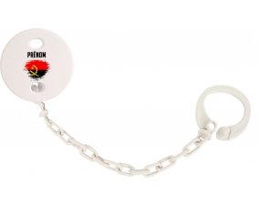 Attache-tétine Drapeau effet pinceau Angola avec prénom couleur Blanc