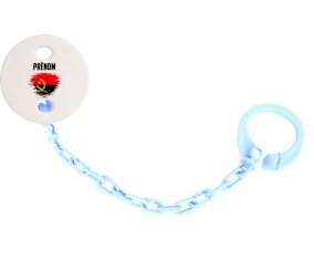 Attache-tétine Drapeau effet pinceau Angola avec prénom couleur Bleu ciel