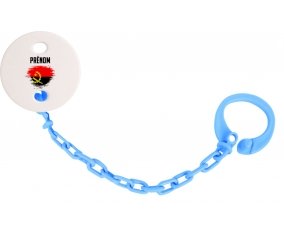 Attache-tétine Drapeau effet pinceau Angola avec prénom couleur Bleu turquoise