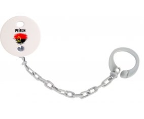 Attache-tétine Drapeau effet pinceau Angola avec prénom couleur Grise