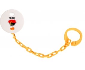 Attache-tétine Drapeau effet pinceau Angola avec prénom couleur Orange