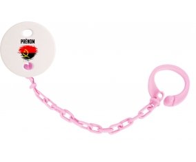 Attache-tétine Drapeau effet pinceau Angola avec prénom couleur Rose clair