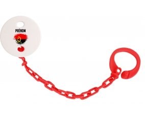 Attache-tétine Drapeau effet pinceau Angola avec prénom couleur Rouge