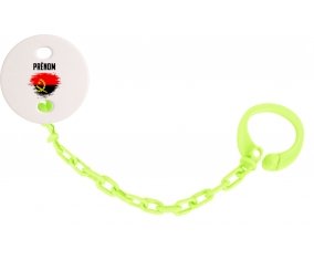 Attache-tétine Drapeau effet pinceau Angola avec prénom couleur Verte