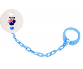 Attache-tetine Drapeau effet pinceau Anguilla avec prénom couleur Bleu turquoise