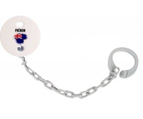 Attache-tetine Drapeau effet pinceau Anguilla avec prénom couleur Grise