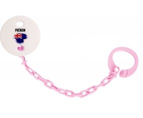 Attache-tetine Drapeau effet pinceau Anguilla avec prénom couleur Rose clair