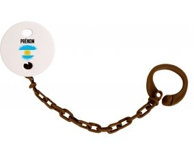 Attache-tetine Drapeau effet pinceau Argentine avec prénom couleur Marron