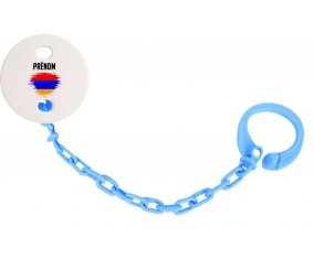 Attache-sucette Drapeau effet pinceau Arménie avec prénom couleur Bleu turquoise