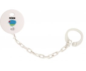 Attache-tétine Drapeau effet pinceau Aruba avec prénom couleur Blanc