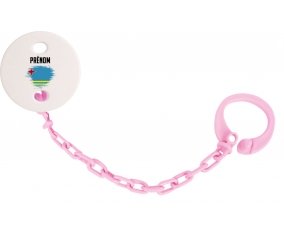 Attache-tétine Drapeau effet pinceau Aruba avec prénom couleur Rose clair