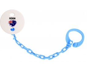 Attache-tetine Drapeau effet pinceau Australie avec prénom couleur Bleu turquoise