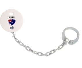 Attache-tetine Drapeau effet pinceau Australie avec prénom couleur Grise