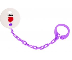 Attache-sucette Drapeau effet pinceau Bahreïn avec prénom couleur Violet