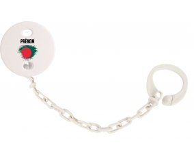 Attache-tétine Drapeau effet pinceau Bangladesh avec prénom couleur Blanc