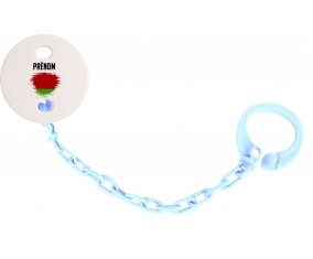 Attache-sucette Drapeau effet pinceau Biélorussie avec prénom couleur Bleu ciel