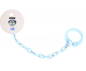 Attache-tetine Drapeau effet pinceau Belize avec prénom couleur Bleu ciel