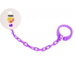 Attache-tetine Drapeau effet pinceau Bhoutan avec prénom couleur Violet