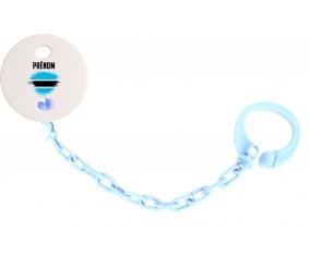 Attache-sucette Drapeau effet pinceau Bostwana avec prénom couleur Bleu ciel