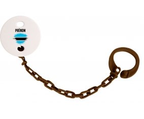 Attache-sucette Drapeau effet pinceau Bostwana avec prénom couleur Marron