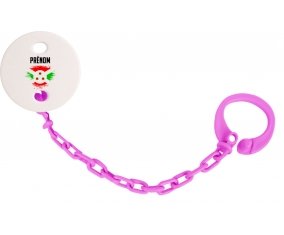 Attache-tétine Drapeau effet pinceau Burundi avec prénom couleur Rose fuschia