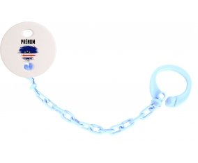 Attache-tetine Drapeau effet pinceau Cap-Vert avec prénom couleur Bleu ciel