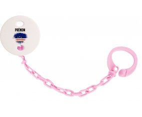 Attache-tetine Drapeau effet pinceau Cap-Vert avec prénom couleur Rose clair