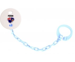 Attache-sucette Drapeau effet pinceau Îles Caïmans avec prénom couleur Bleu ciel