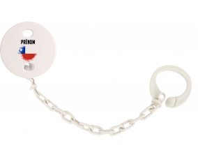 Attache-sucette Drapeau effet pinceau Chili avec prénom couleur Blanc