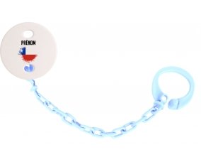Attache-sucette Drapeau effet pinceau Chili avec prénom couleur Bleu ciel