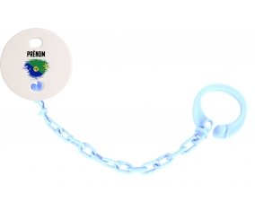 Attache-tetine Drapeau effet pinceau L'île de noël avec prénom couleur Bleu ciel