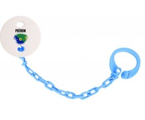 Attache-tetine Drapeau effet pinceau L'île de noël avec prénom couleur Bleu turquoise