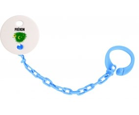 Attache-sucette Drapeau effet pinceau Îles Cocos avec prénom couleur Bleu turquoise