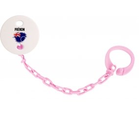 Attache-sucette Drapeau effet pinceau les Îles Cook avec prénom couleur Rose clair