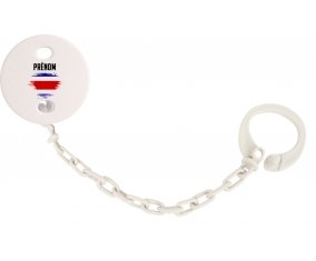 Attache-tétine Drapeau effet pinceau Costa Rica avec prénom couleur Blanc