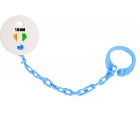 Attache-tetine Drapeau effet pinceau Côte d'Ivoire avec prénom couleur Bleu turquoise