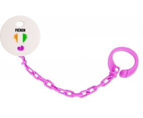 Attache-tetine Drapeau effet pinceau Côte d'Ivoire avec prénom couleur Rose fuschia