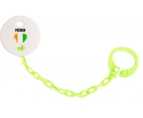 Attache-tetine Drapeau effet pinceau Côte d'Ivoire avec prénom couleur Verte