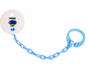 Attache-tetine Drapeau effet pinceau Curacao avec prénom couleur Bleu turquoise