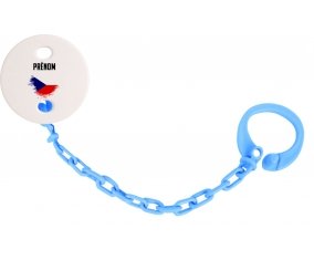 Attache-tétine Drapeau effet pinceau République Tchèque avec prénom couleur Bleu turquoise