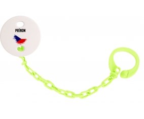 Attache-tétine Drapeau effet pinceau République Tchèque avec prénom couleur Verte