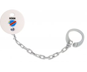 Attache-tetine Drapeau effet pinceau République Démocratique du Congo avec prénom couleur Grise