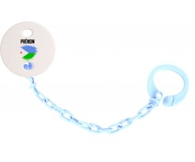 Attache-tétine Drapeau effet pinceau Djibouti avec prénom couleur Bleu ciel