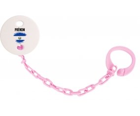 Attache-sucette Drapeau effet pinceau Le Salvador avec prénom couleur Rose clair