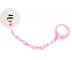 Attache-tetine Drapeau effet pinceau Guinée Équatoriale avec prénom couleur Rose clair