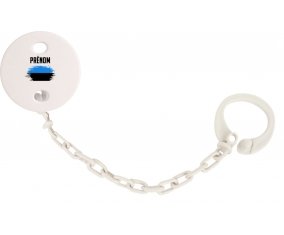 Attache-tétine Drapeau effet pinceau Estonie avec prénom couleur Blanc