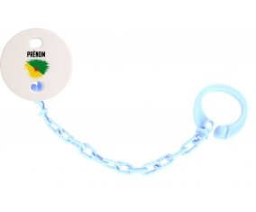 Attache-tétine Drapeau effet pinceau Guyane Française avec prénom couleur Bleu ciel